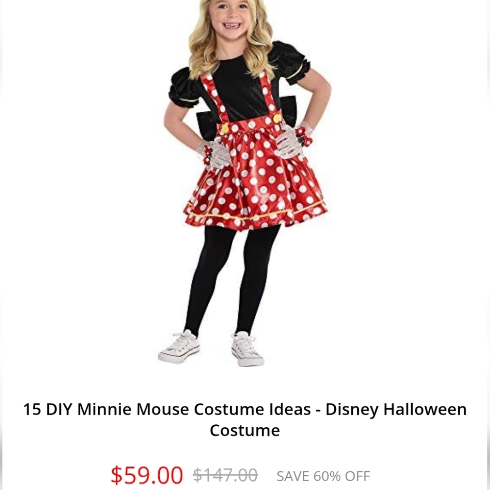 Disney Red Polka Dot Minnie Mouse Costume Dress Girls Medium Size 8/10